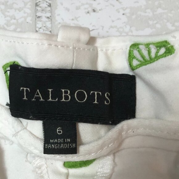 Talbots Embroidered Lime Chino White Short Women's Size 6 - Picture 3 of 6